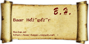 Baar Hágár névjegykártya